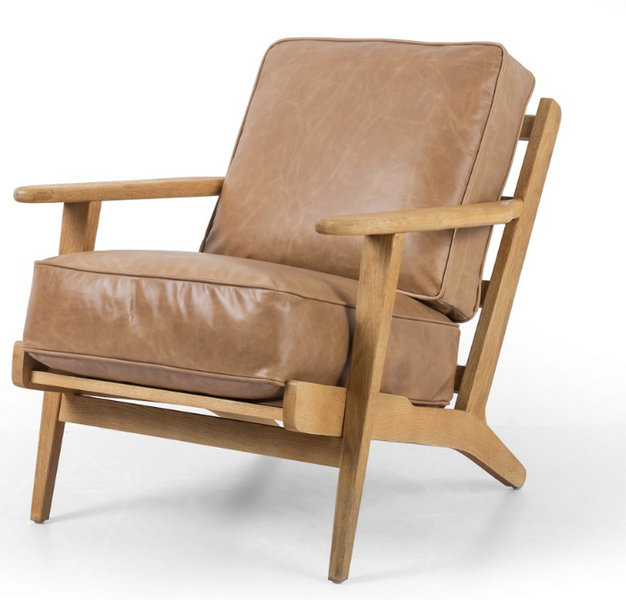 Lodge Armchair - Camel Leather, Oak Frame