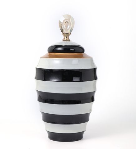 MonoLuxe Small Lidded Vase, Stripe