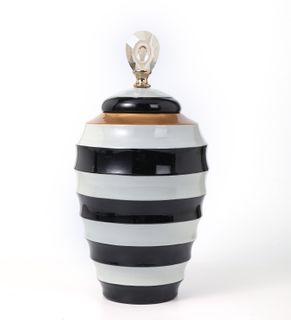 MonoLuxe Small Lidded Vase, Stripe