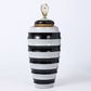 MonoLuxe Large Lidded Vase, Stripe