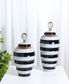 MonoLuxe Large Lidded Vase, Stripe