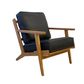 Lodge Armchair - Black Leather, Oak Frame