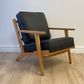 Lodge Armchair - Black Leather, Oak Frame