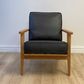 Lodge Armchair - Black Leather, Oak Frame