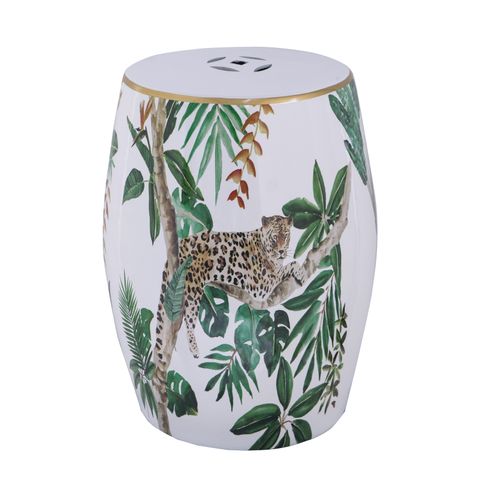 Cheetah Ceramic Stool