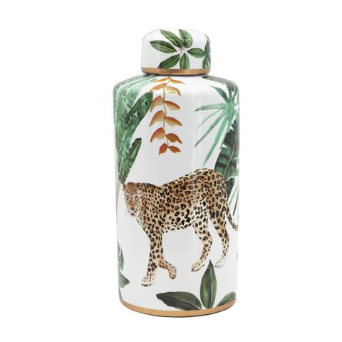 Cheetah Lidded Jar - Tall
