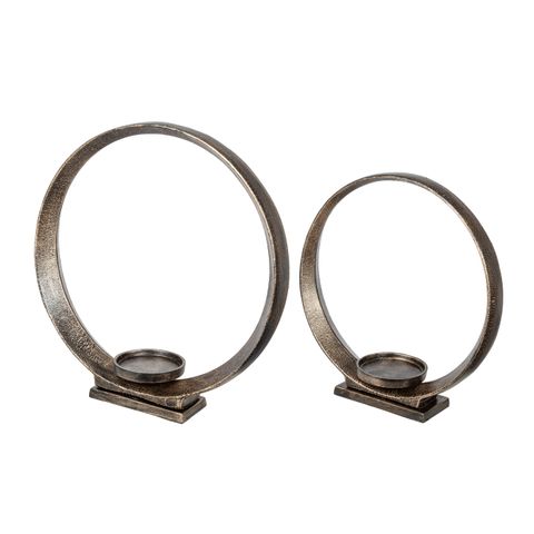 Metal Ring Candle Holders, Set of 2