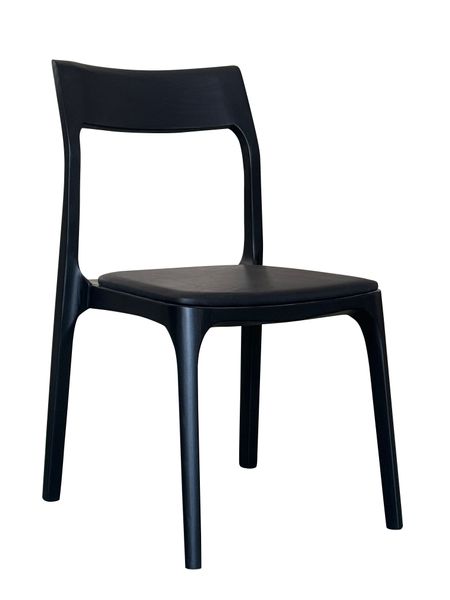 Peyton Dining Chair, Black Leather Black Frame