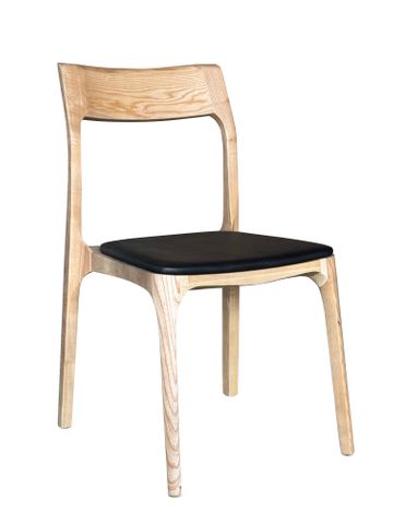 Ashton Dining Chair, Black Leather Natural Frame