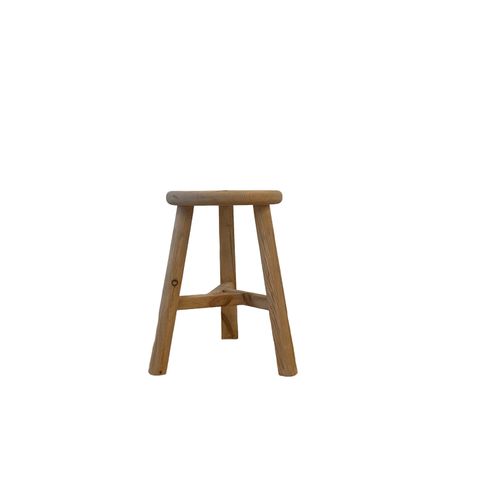 Reclaimed Wood Round Stool, Natural