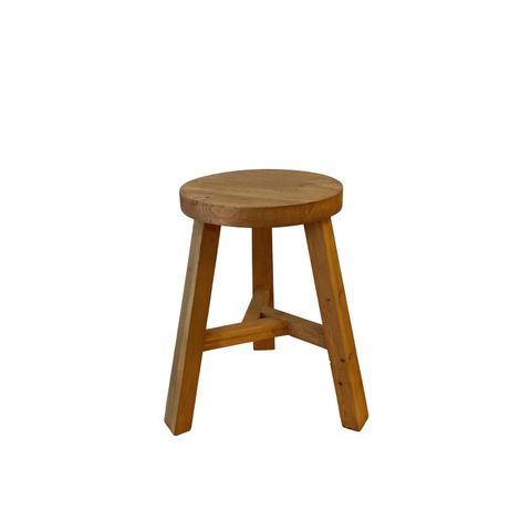 Reclaimed Wood Round Stool, Natural