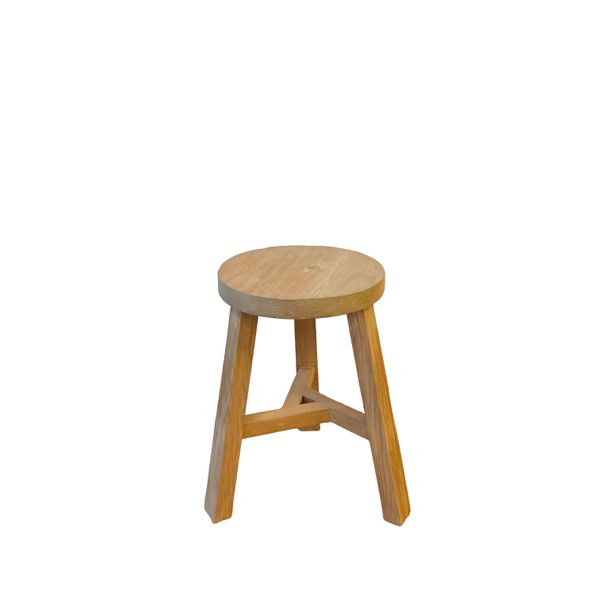 Reclaimed Wood Round Stool, Natural
