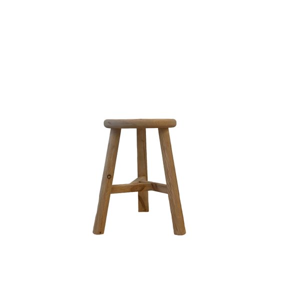 Reclaimed Wood Round Stool, Natural