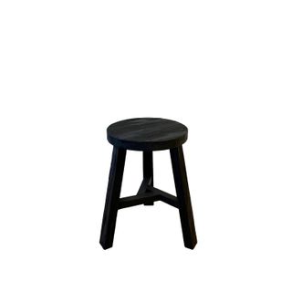 Reclaimed Wood Round Stool, Black