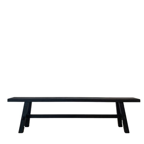 Reclaimed Wood Long Bench, Black