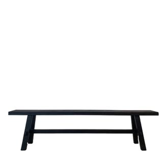 Reclaimed Wood Long Bench, Black