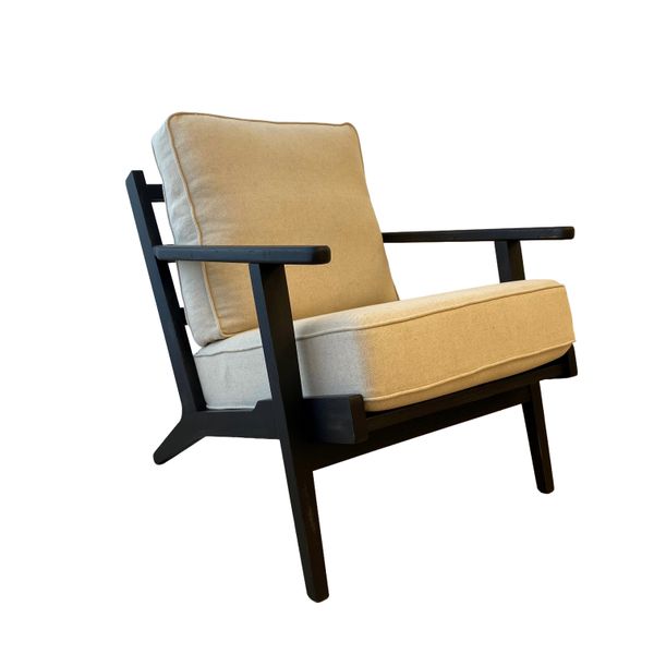 Lodge Armchair - Off White Fabric, Black Frame