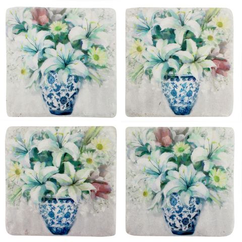 S/4 Remi Bouquet Resin Coasters 10x10cm