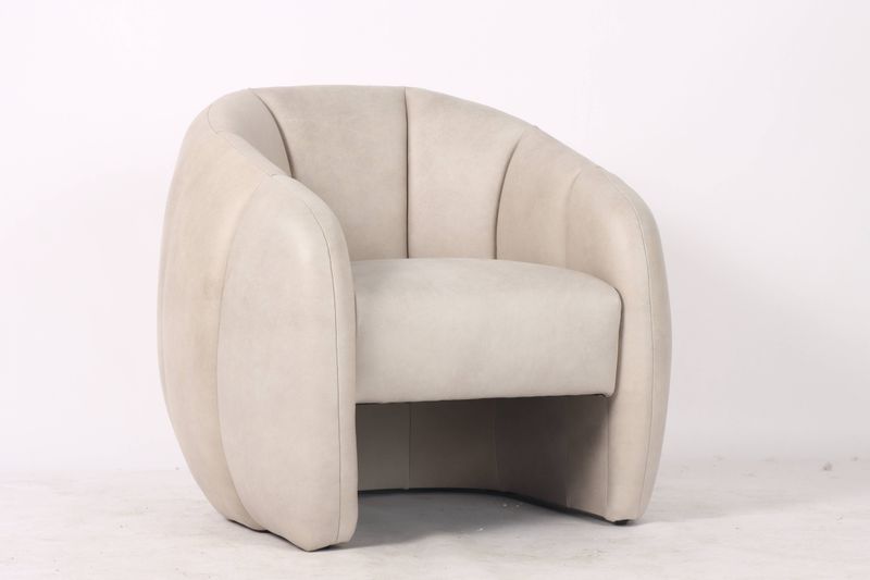Dubai Leather Armchair, Pearl