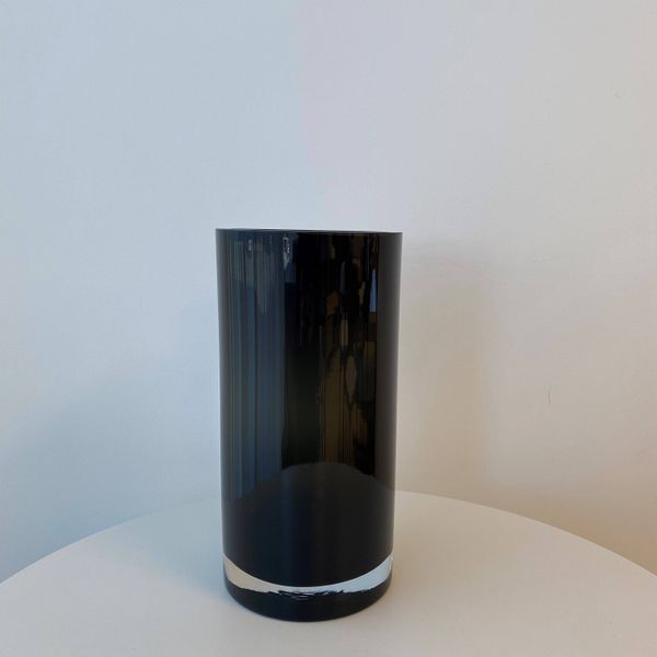 Fleur Cylindrical Glass Vase - Small Obsidian