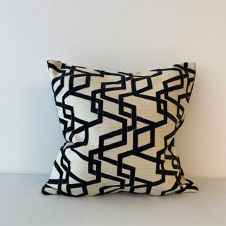 Feather Filled Accent Cushion, Black Linear