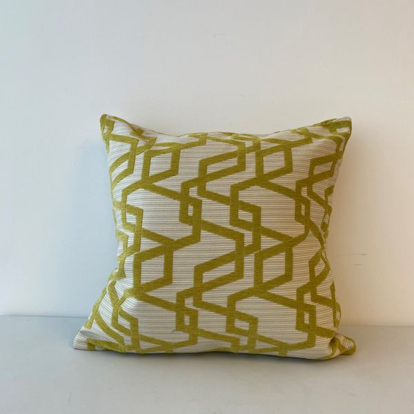 Feather Filled Accent Cushion, Citron Linear