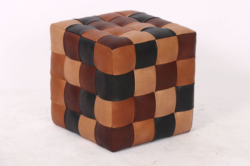 Cube Leather Ottoman, Multi colour