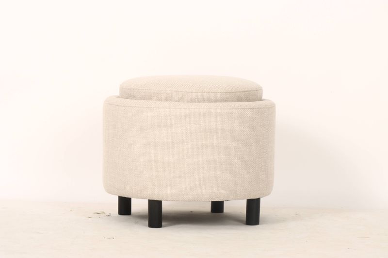 Otto Round Storage Ottoman, Black Legs