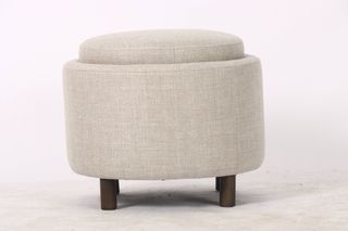 Otto Round Storage Ottoman, Walnut Legs