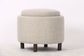 Otto Round Storage Ottoman, Walnut Legs