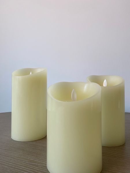 Silhouette LED Wax Candle, Ivory Wide Tall