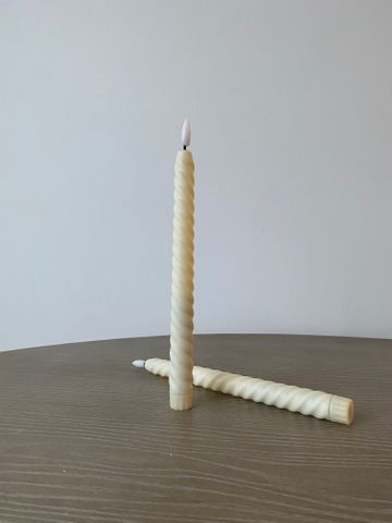 Silhouette LED Taper Candle, Ivory Twist