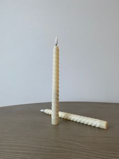 Silhouette LED Taper Candle, Ivory Twist