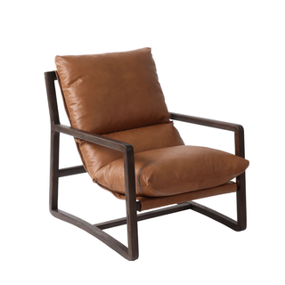 Andres Leather Slingback Chair, Tan