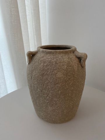 Petros Stone Vase, Beige