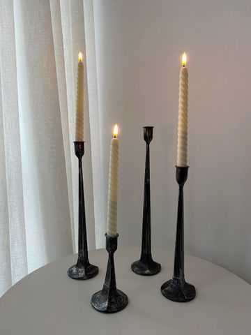 Silhouette Antique Bronze Candle Stands, 4 pc