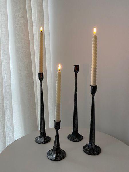 Silhouette Antique Bronze Candle Stands, 4 pc