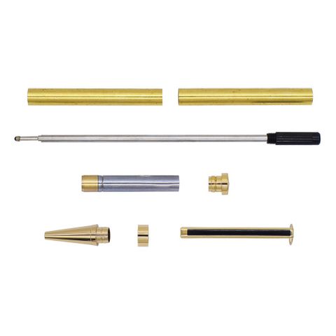 Gold Ball Point Pen Kit - Twist Black Clip - Pack of 5