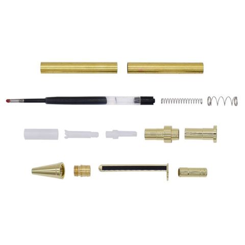 Gold Gel Ball Point Pen Kit - Click - Black Clip - Pack of 5