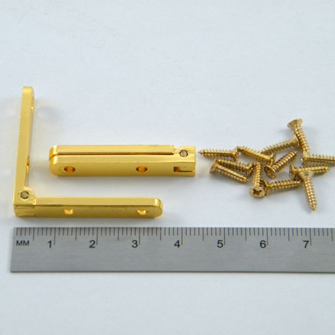 5 Pairs Brass Plated Strap Hinges 35x6mm