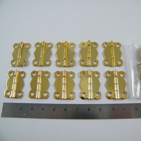 5 Pairs Brass Plated Butterfly Hinges 105deg