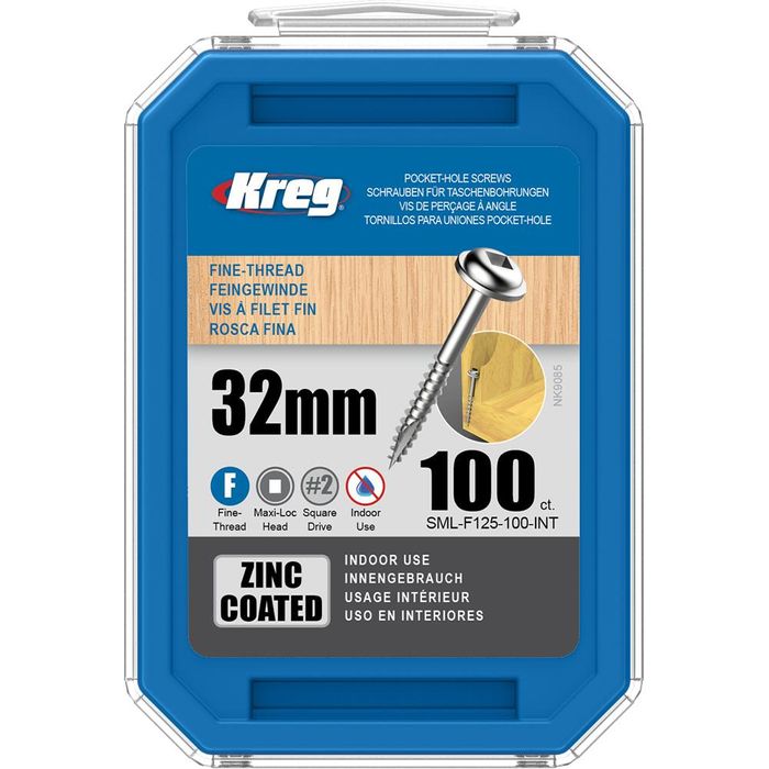 Kreg Pocket Hole Screws - 32mm Fine/MaxiLoc Head - Zinc - 100 pack