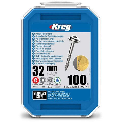 Kreg Washerhead #8 x 1-1/4in Coarse (100)S/Steel