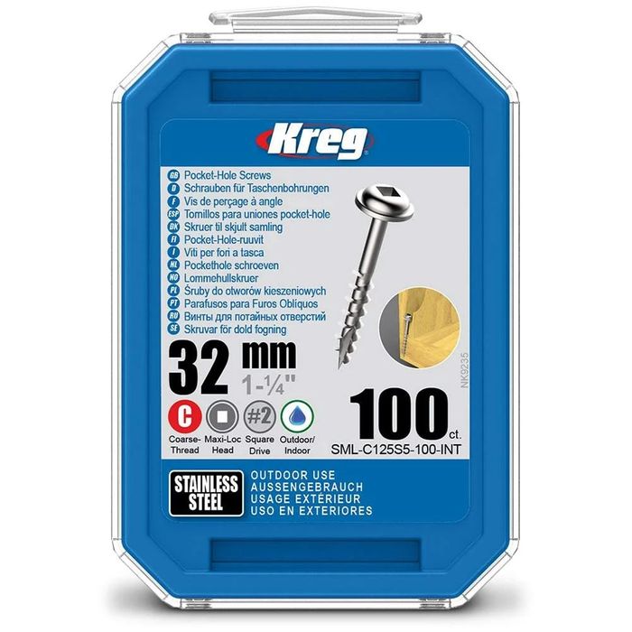 Kreg Washerhead #8 x 1-1/4in Coarse (100)S/Steel