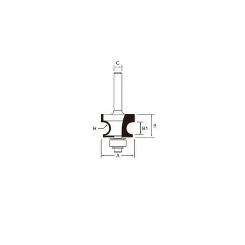 Arden Corner Beading Bit with Brg. 1/2in. Shank 25.40 mm Cut Ø 17.46 mm Cut L.