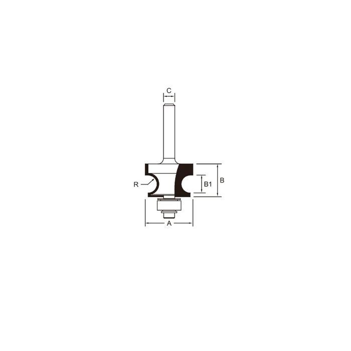 Arden Corner Beading Bit with Brg. 1/2in. Shank 25.40 mm Cut Ø 17.46 mm Cut L.