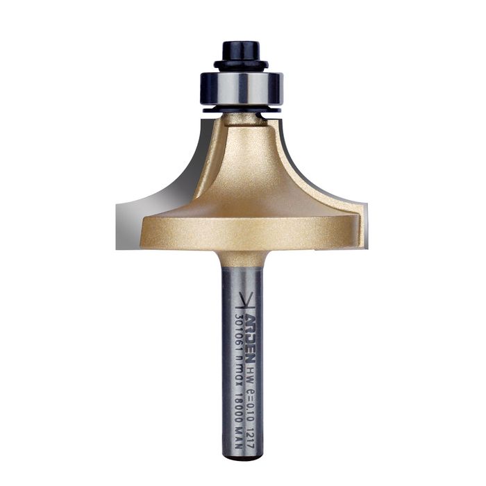 Arden Round Over Bit with Bearing - 12.7mm Radius 1/4" Shank