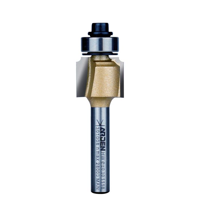 Arden Round Over Bit with Bearing - 1.6mm Radius 1/4" Shank 12.7L