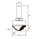 Arden Classic Plunge Bit with Brg. 1/2in. Shank 34.92 mm Cut Ø 14.28 mm Cut L.