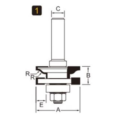 Arden Reversible Rail and Stile Bit 41.27 mm Cut Ø 23.81 mm Cut L.